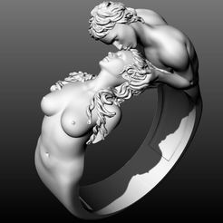 1.jpeg Archivo STL Beso dorado en la frente con anillo de hombre y mujer 3D・Plan imprimible en 3D para descargar