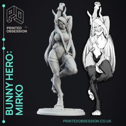 ane OBSESSION SUNN NM 3 0 Ok MIRKO PRINTEDOBSESSION.CO.UK Free 3D file Mirko - Bunny Hero - Fanart Model - 30CM - Anime Girl.・Template to download and 3D print