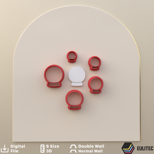 Christmas Snow Glitter Polymer Clay Cutter / Digital STL File / 5 Sizes / 2 Cut Versions/EULITEC.COM/CC/COPYRIGHTED LICENSE 3D model