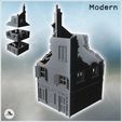 1-PREM.jpg Modern two-story house with tiled roof and chimney (ruined version) (6) - Modern WW2 WW1 World War Diaroma Wargaming RPG Mini Hobby