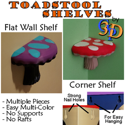 Mushroom-Shelves-IMG.png STL file Toadstool Wall Shelf and Corner Shelves Cottagecore Fungi Mushroom Decor・3D printable model to download