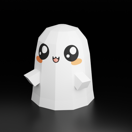 Cute_Ghost_5.png Ghost Lowpoly - Papercraft Template (No 3D Print)