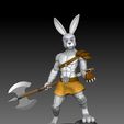 Frontal.jpg Rabbitfolk Barbarian with Great Axe - Dungeons and Dragons 3D Model