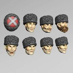 Cossacks_heads.jpg Fichier STL gratuit Têtes de cosaques 28mm・Objet imprimable en 3D à télécharger, MaksimV13