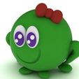 3.jpg Cute Green Character with Bow 3D Model