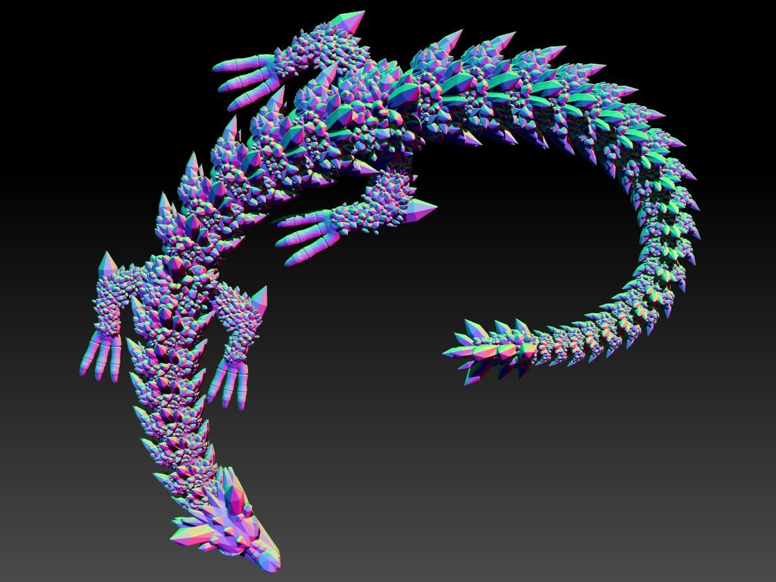 Preview13.jpg Télécharger fichier STL DRAGON ARTICULÉ - DRAGON CRISTAL FLEXI IMPRESSION 3D • Plan pour imprimante 3D, leonecastro