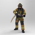 fire3.jpg Firefighter with Hose Figure - Fire Rescue Worker Using Water Hose