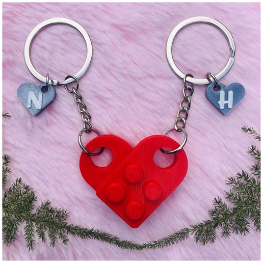 Heart Keychain Lego Black Heart Necklace LEGO Heart Keychain Set