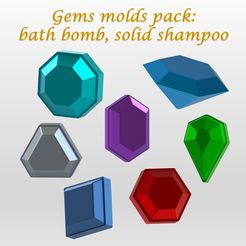 gemsIMG.jpg Archivo STL GEMS MOLDS PACK: BATH BOMB, SOLID SHAMPOO・Modelo imprimible en 3D para descargar