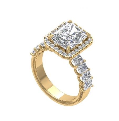 Radiant Cut Halo Diamond Engagement Ring