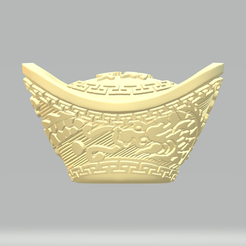 1.png Archivo STL Lingotes de oro chinos Modelo de impresión 3D・Diseño de impresión en 3D para descargar