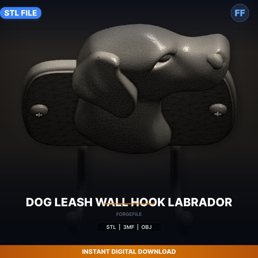 Dog Leash Wall Hook Labrador - 3D Printable STL File