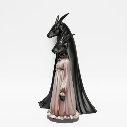 🐐 The Black Goat Family White Dress Dark Folklore Demon toy・ STL