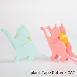 tc_1.jpg Free STL file tape cutter, cat shape, planL3d・3D print model to download