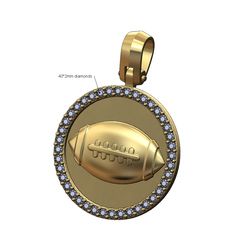 Football-Diamond-Round-pendant-bail-00.jpg American football diamond pendant 3D print model
