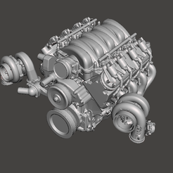 1.png Archivo OBJ V8 LS3 TURBO 1/24・Plan imprimible en 3D para descargar, EngineScale