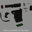 Mandalorian-Holdout-Blaster-Exploded-Watermarked.png Mandalorian Cosplay Accessory Pack - 3D Print .STL File