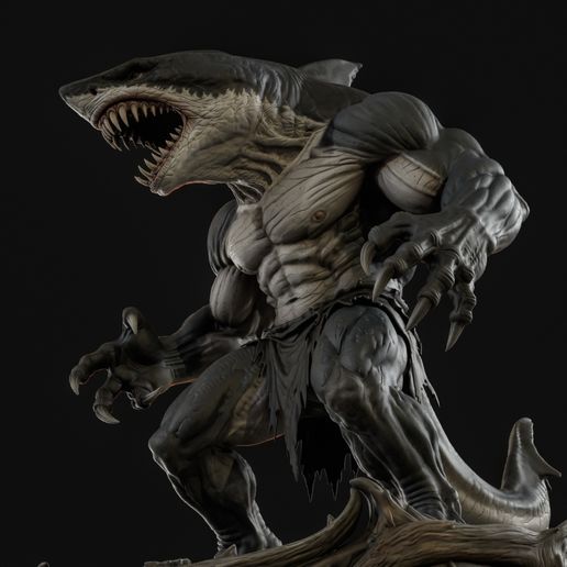 Untitled12_012.jpg Mutant Shark Warrior 3D Print Ready