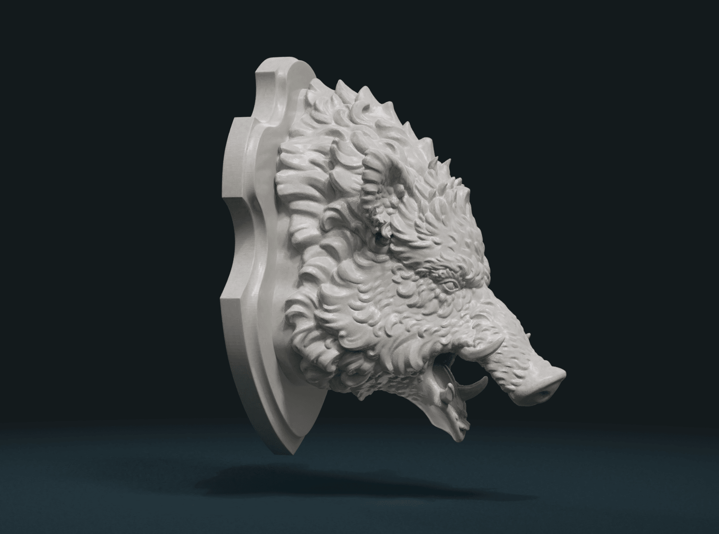 W_Boar_H_С-0002.png STL file Wild Boar Mounted Head・Template to download and 3D print, Skazok