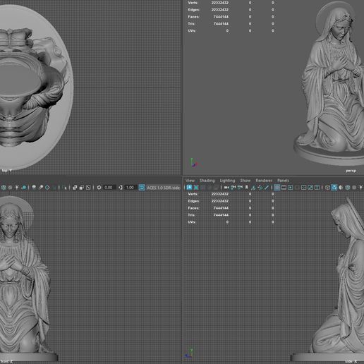 RENDER3.jpg Nativity Virgin Mary Praying Statue for Nativity Scene 3D print model