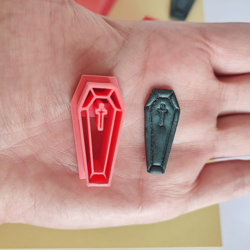 Cutter polymer clay coffin Halloween. Pack 3 cutters 3D model