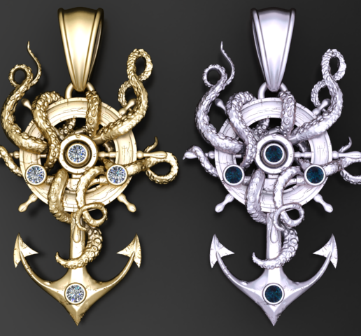 Wrath of the Kraken: Nautical Anchor  Helm Pendant