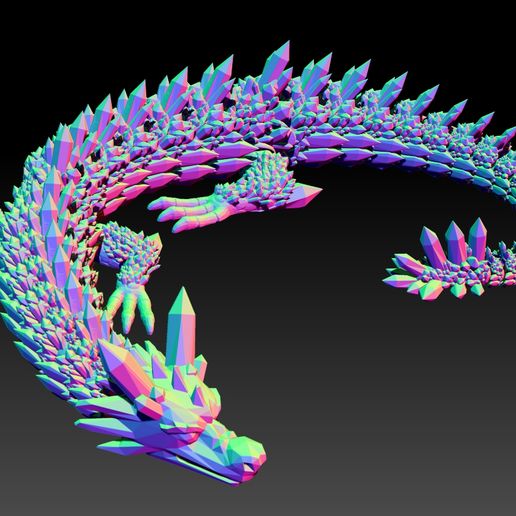 Preview10.jpg Télécharger fichier STL DRAGON ARTICULÉ - DRAGON CRISTAL FLEXI IMPRESSION 3D • Plan pour imprimante 3D, leonecastro