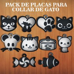 PACK-DE-PLACAS-PARA-COLLAR-DE-GATO.jpg PLATES FOR CAT COLLAR - 10 MODELS / KEY CHAIN