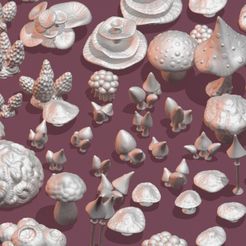 Mushroom Group.jpg 3D file 3D Mushrooms・3D printing template to download