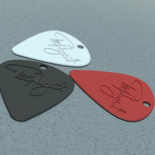 Guitar Pick with Hole for Keychain (Ted Nugent) 3D model