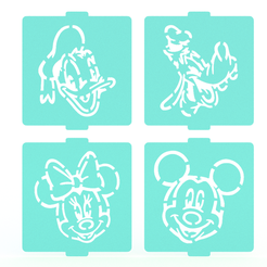 1.png 3D file Mickey Mouse stencil set of 4 for Coffee and Baking・3D print design to download, roxenstencil