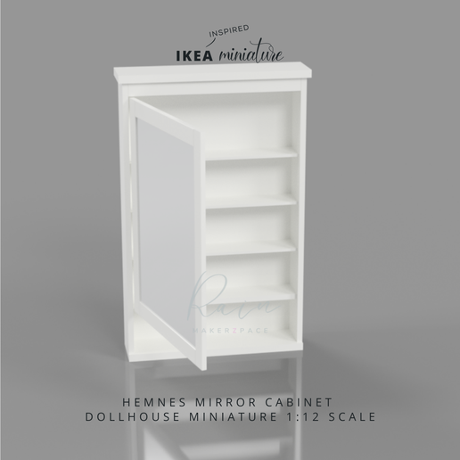 Miniature IKEA-inspired Hemnes Mirror Cabinet Furniture, Furniture for Ikea Dollhouse 1:12