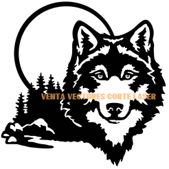 LOBO.png LANDSCAPE WITH WOLF AND FOREST DECORATION WALL ART - 3D PRINTING AND LASER CUTTING