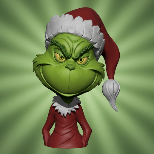 Cartoon Grinch Christmas Bust - 3D model önizlemesi