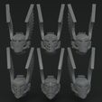 cults_heads1.jpg Файл STL Набор крылатых шлемов Gloomy Angels・Шаблон для загрузки и 3D-печати