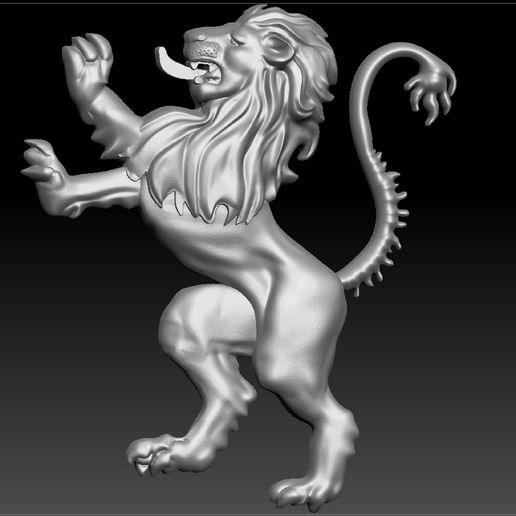 heraldic lion stands on its hind legs 3D model