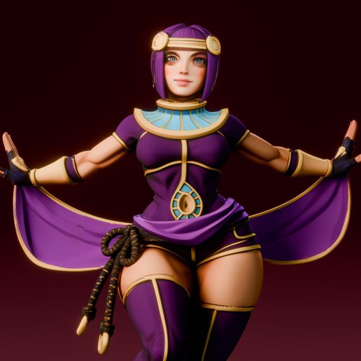 Menat Street Fighter Figurine STL – Egyptian Fighter 3D Print for Collectors