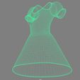 WireframeView2.jpg Cinderella Dress 3D Model Asset