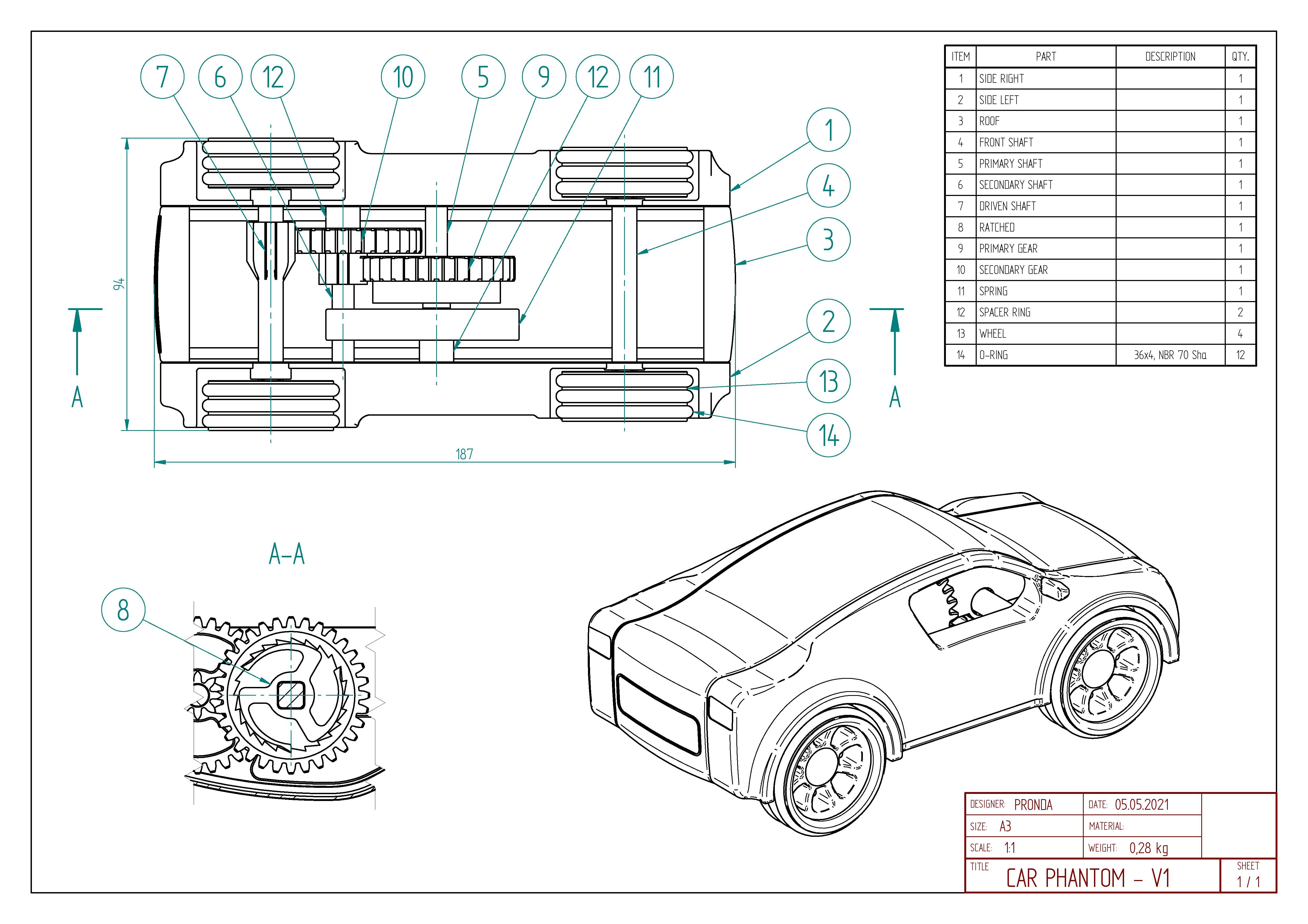 Download STL file Wind-up car Phantom V1 • 3D printing template ・ Cults