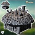1-PREM.jpg Round medieval hobbit house with cross on roof and round door (15) - Medieval Middle Earth Age 28mm 15mm RPG Shire