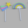 Unicorn-set-rainbow-and-star-cake-toppers.png Unicorn  - shooting star - rainbow - crown - set -  Cake Toppers