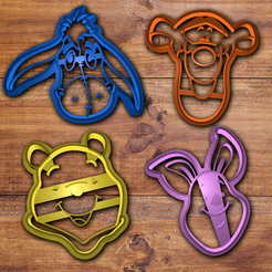 Todo.png STL file Winnie Pooh cookie cutter set・Design to download and 3D print
