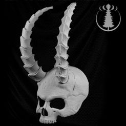 CS 2D) STL file Mask "Skull with horns"・Design to download and 3D print