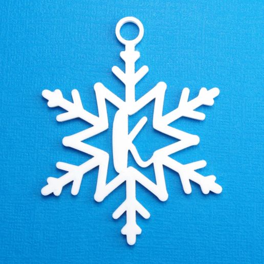 Letter K - Snowflake Initial Gift Tag Ornament - 3D model önizlemesi