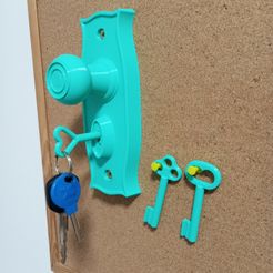 colgador1.jpg Archivo STL Colgador de llaves con forma de cerradura y llaveros insertables・Modelo para descargar y imprimir en 3D