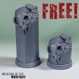 Plinths_Free.jpg Fichier STL gratuit GRATUIT* Socle de présentation cylindrique avec crâne de monstre et spacerocks extraterrestres.・Objet imprimable en 3D à télécharger