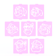 1.png Juego de 7 plantillas de patrulla de patas para café y pastelería.
