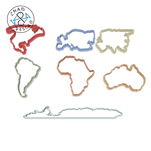 World map  - Cookie Cutter - Fondant - Polymer Clay 3D model