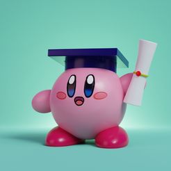 kirby-grad-render.jpg Free STL file Kirby Graduation - Free・3D printing design to download