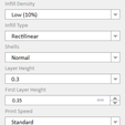 Infill Density Low (10%) v Infill Type Rectilinear v Shells Normal v Layer Height 0.3 v First Layer Height az 0.35 mm +} Print Speed Standard v Temperature 4 ~~ oO c vw Retract Length az 4.00 mm +S Retract Speed 30 mm/s = Detail Threshold 0.040 4\> FAMILY GUY- PAINT IT YOUR SELF WALL ART POSTER